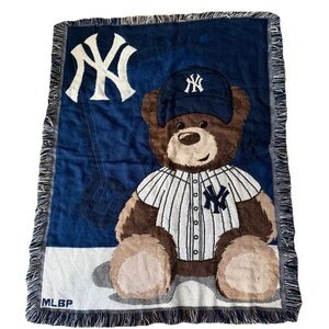 MLB New York Yankees‎ Teddy Bear Throw Knit Blanket Northwest Company 36x47”